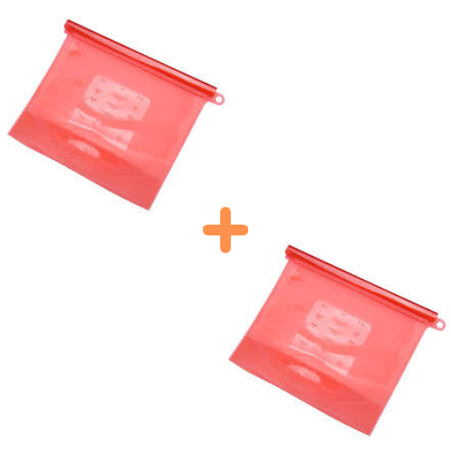 Pack 2 Sacs Conservation Alimentaire 1 L + 3 Couvercles Offerts -Silicone / Offre 2024