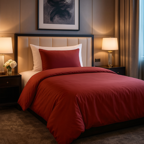 Housse Couette Orange Brique + Taies d'oreillers Offerts