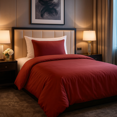 Housse Couette Orange Brique + Taies d'oreillers Offerts