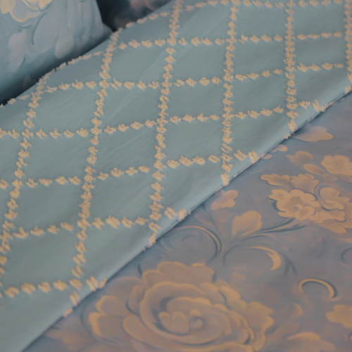 Housse de Couette Double Face Jacquard Diamond Bleu – Élégance & Douceur  // Collection Spéciale Mariage
