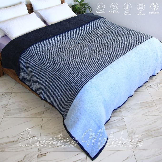 🌟Couverture Malabata Uni Bleu -Doux & chaude (C°++) 🌟