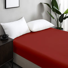 Pack Draps Orange Brique  (Drap Housse + Drap Plat + Taie Oreiller)