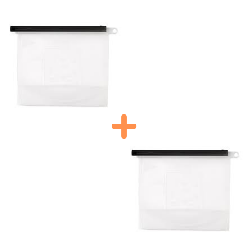 Pack 2 Sacs Conservation Alimentaire 1 L + 3 Couvercles Offerts -Silicone / Offre 2024