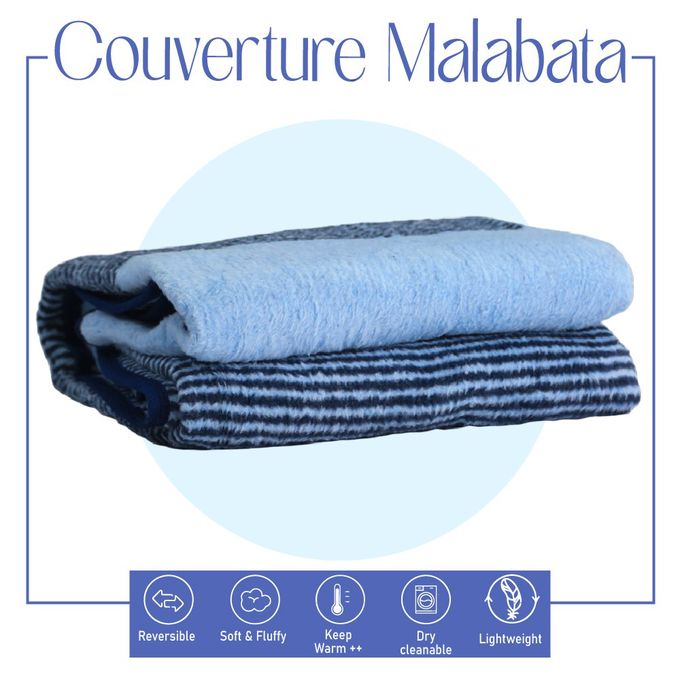 🌟Couverture Malabata Uni Bleu -Doux & chaude (C°++) 🌟