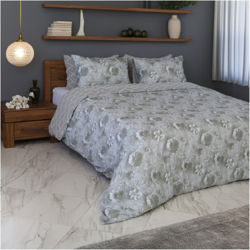 Housse de Couette Double Face Jacquard Diamond Gris – Élégance & Douceur  // Collection Spéciale Mariage