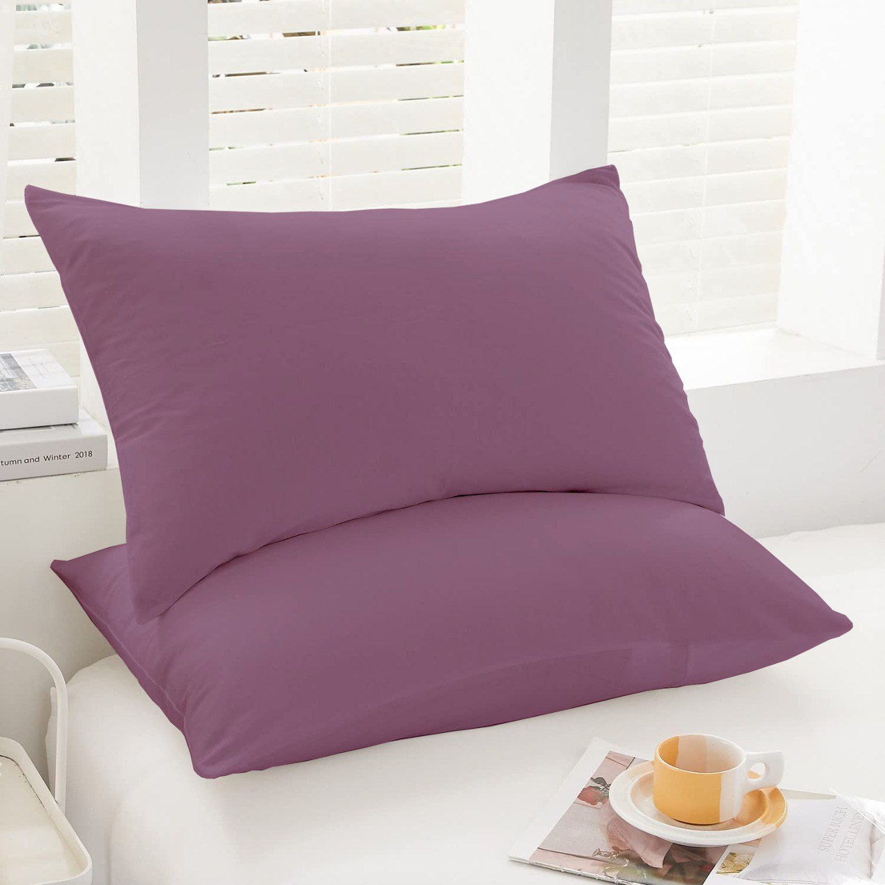 Couette Unie Violet Microgel MALABATA + Taies d'oreiller Offerte  // Chaude C°+++ & Antiallérgique