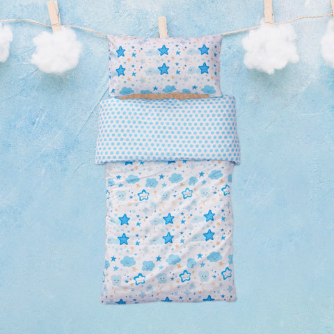 🍄 Housse de Couette Bébé Premium Double Face "Nuit Etoilée" (Housse -115x130cm- + 1 TO -30x50 cm-) - Un Luxe pour Votre Bébé 🍄// Collection 'Berçeaux de Rêves' ! ✨