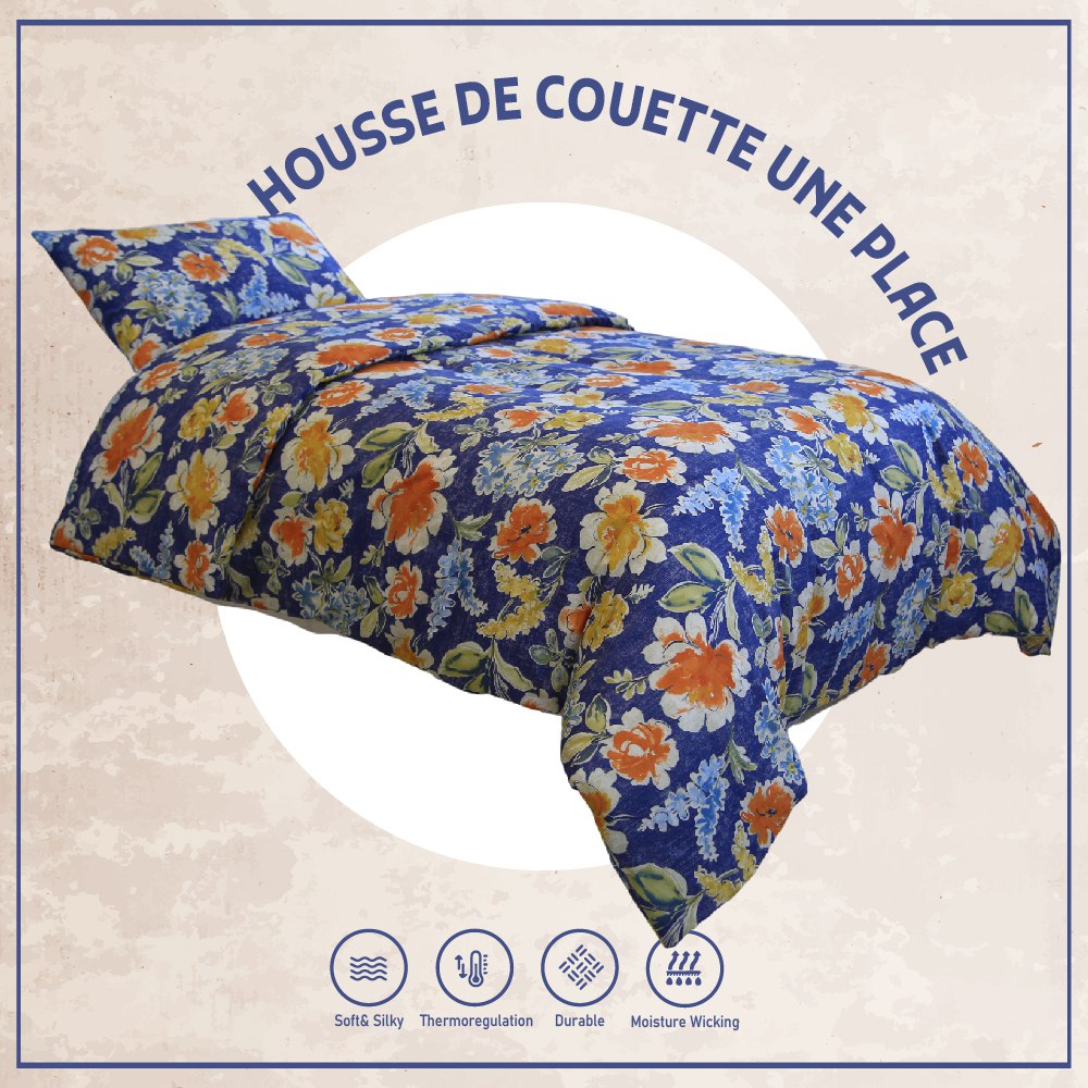 Housse couette imprimée JUPITER + Taies d'oreillers  -Doux & Antiallergique - // Collection la Voie Lactée