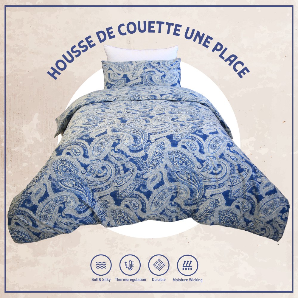 Housse de couette imprimée Neptune + Taies d'oreillers  -Doux & Antiallergique // Collection la Voie Lactée