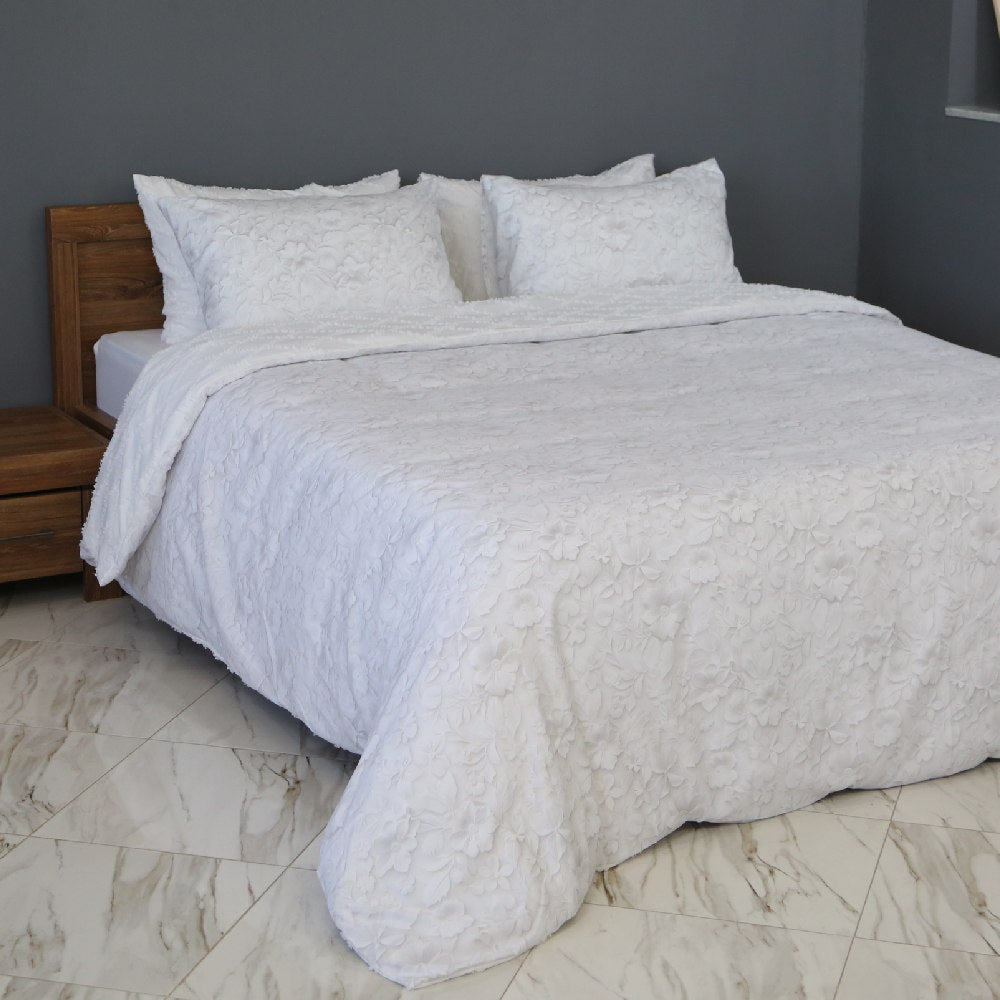 Housse de Couette Double Face Jacquard Diamond Blanc – Élégance & Douceur  // Collection Spéciale Mariage