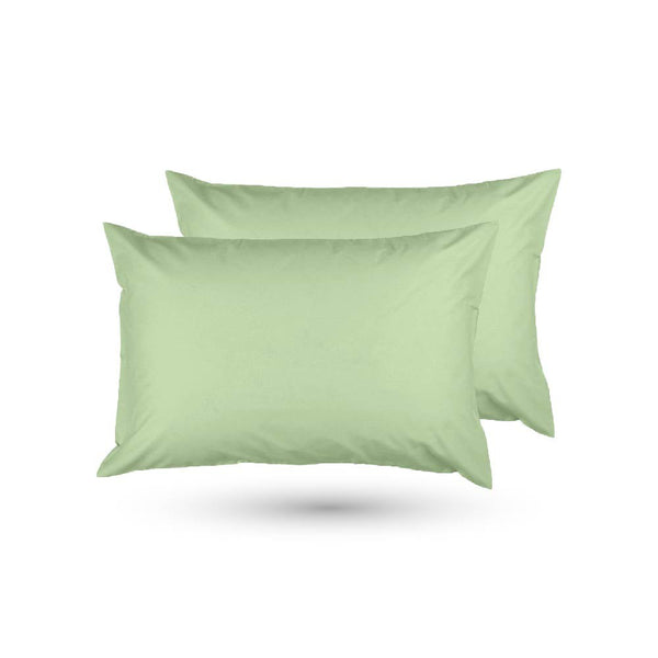 2 Taies d'oreiller Uni Vert  Pistache Doux & Antiallergique 45x70cm