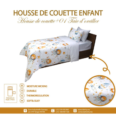 🛏️ Housse de Couette Enfant Mission Dodo – Réversible une place 160x220 cm