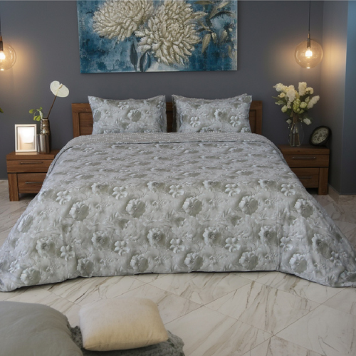 Housse de Couette Double Face Jacquard Diamond Gris – Élégance & Douceur  // Collection Spéciale Mariage
