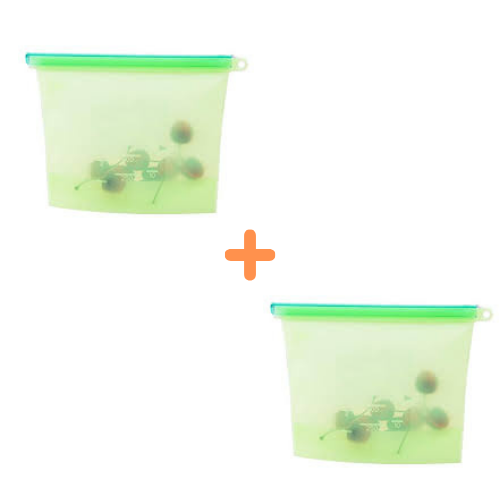 Pack 2 Sacs 1.5 L Conservation Alimentaire Achetez = 3 Couvercles Offerts -Silicone / Offre 2024