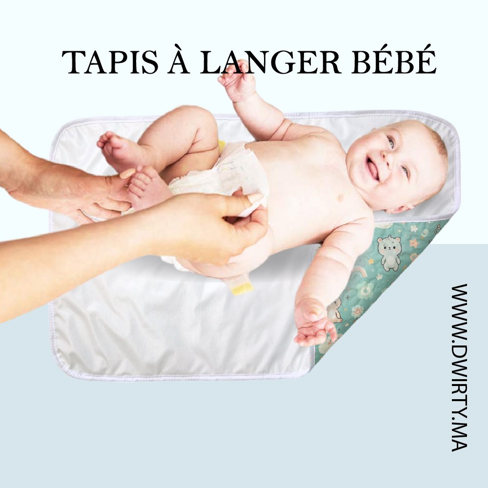 Tapis à Langer Bébé Imperméable Pas d'Ourson 50x80 cm - Microfibre Douce