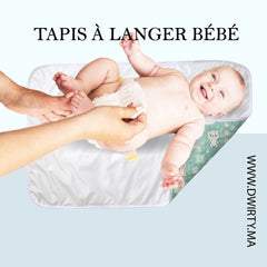 Tapis à Langer Bébé Imperméable Pas d'Ourson 50x80 cm - Microfibre Douce