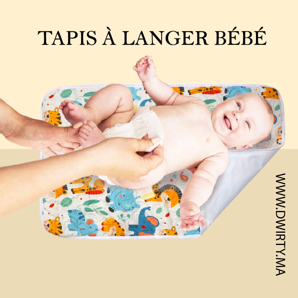 Tapis à Langer Bébé Imperméable Jungle Joyeuse 50x80 cm - Microfibre Douce