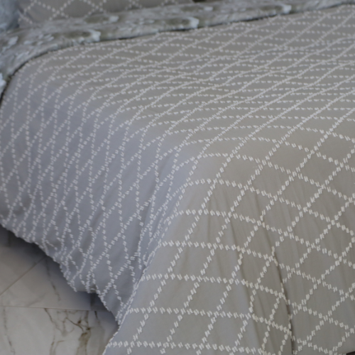 Housse de Couette Double Face Jacquard Diamond Gris – Élégance & Douceur  // Collection Spéciale Mariage