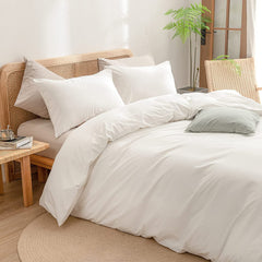 Housse Couette Blanche + Taies d'oreillers Offerts