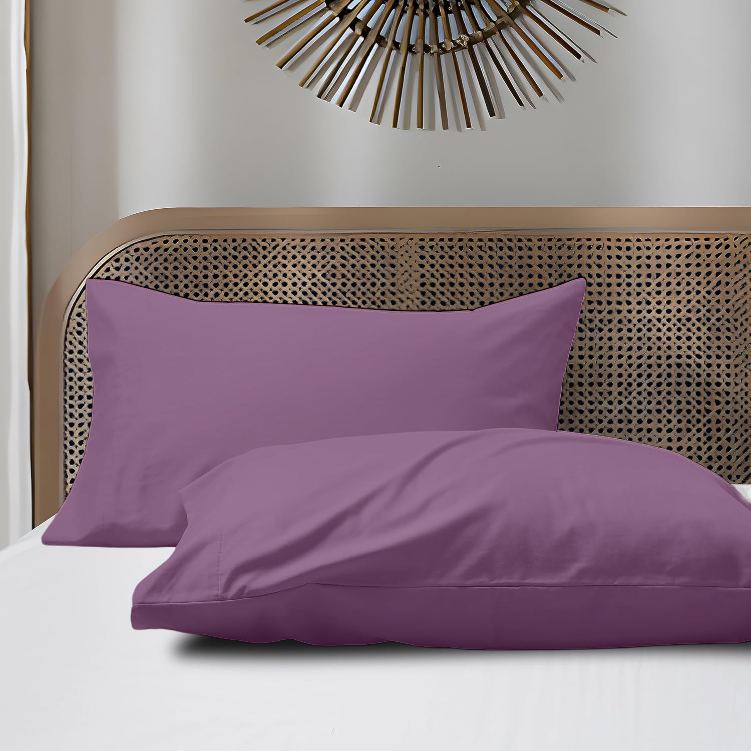 2 Taies d'oreiller Uni Violet 50 x70 cm // Doux & Antiallérgique