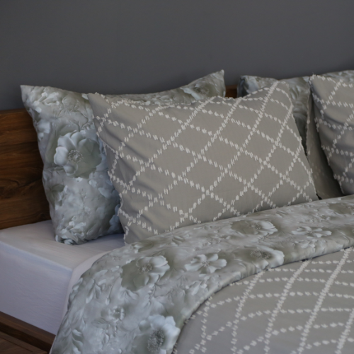 Housse de Couette Double Face Jacquard Diamond Gris – Élégance & Douceur  // Collection Spéciale Mariage
