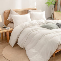 Housse de Couette Blanche + Taies d’Oreiller Offertes // Doux & Antiallérgique
