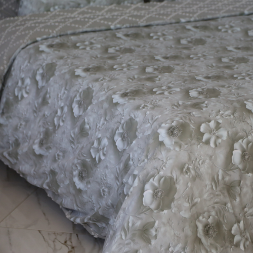 Housse de Couette Double Face Jacquard Diamond Gris – Élégance & Douceur  // Collection Spéciale Mariage