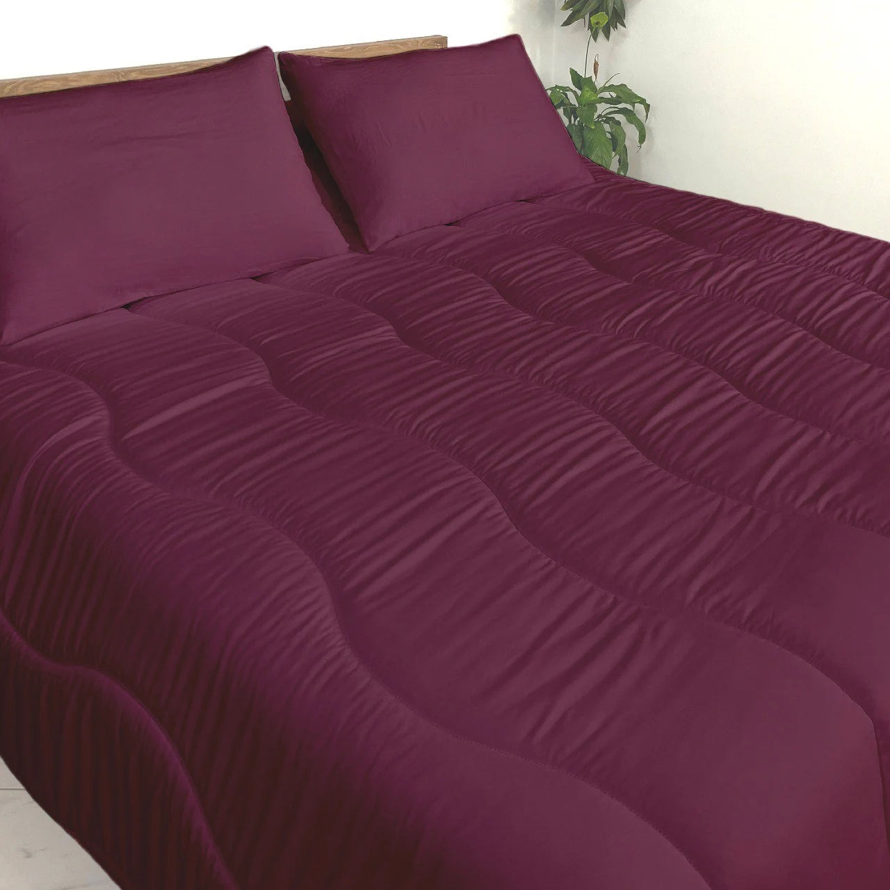 Pack Couette KASBAH  Uni Aubergine Acheté = Oreiller Kasbah Offert