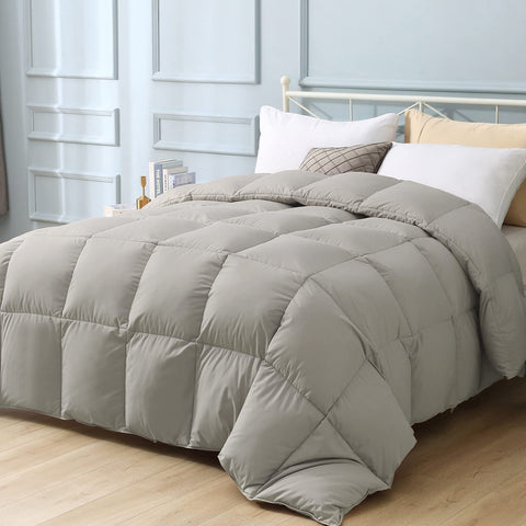 Couette Unie Gris Moyen Microgel MALABATA Antiallergique + Taies d'oreiller Offerts