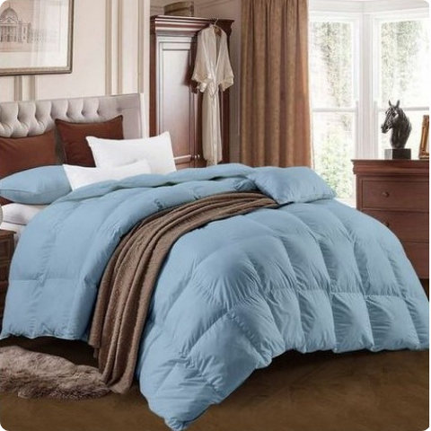 Couette Unie Bleu Glacier Microgel MALABATA + Taies d'oreiller Offerte  // Chaude C°+++ & Antiallérgique