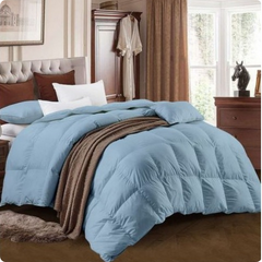 Couette Unie Bleu Glacier Microgel MALABATA Antiallergique + Taies d'oreiller Offerts avec  -50% Offre 2024