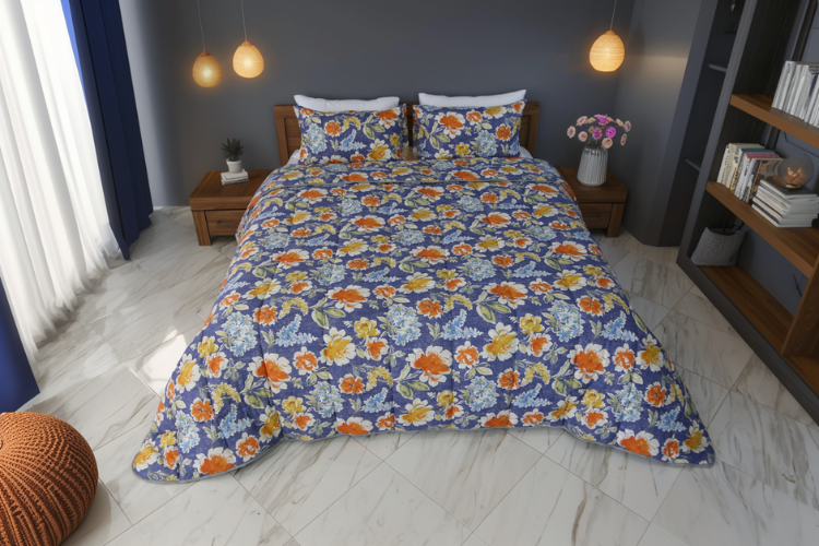 Couette imprimée Malabata Micro-gel  JUPITER + Taie d'oreiller Offert