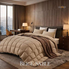 Couette Unie Beige Sable Microgel MALABATA Antiallergique + Taies d'oreiller Offerts  // Chaude C°+++ & Antiallérgique