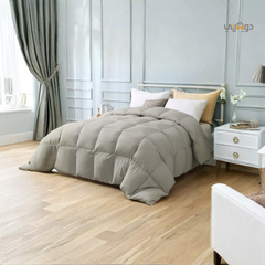 Couette Unie Gris Moyen Microgel MALABATA Antiallergique + Taies d'oreiller Offerts // chaude C°+++ & antiallergique