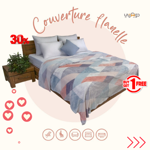 🌟Couverture Imprimée en Flanelle Tradi  -Doux & Antiallergique (C°++☀️)🌟  // 1 couverture achetée, une autre offerte.