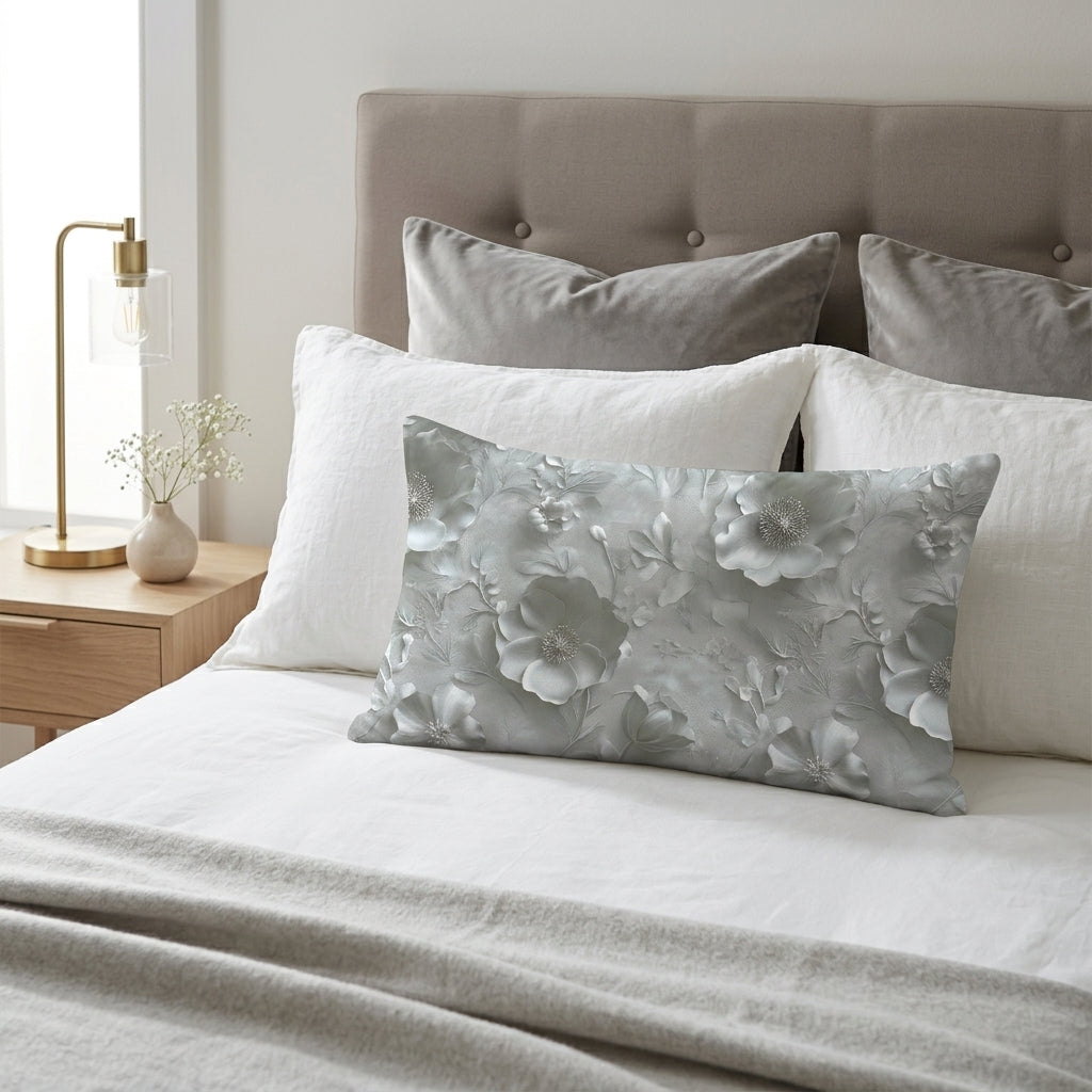 2 Taies d’Oreiller Silver Blossom – Style Artistique Moderne 50x70 cm
