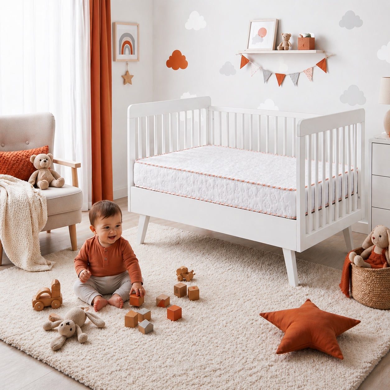 Matelas Bébé confort Blanc 60x120x12 cm : Le confort des tout-petit, notre priorité !