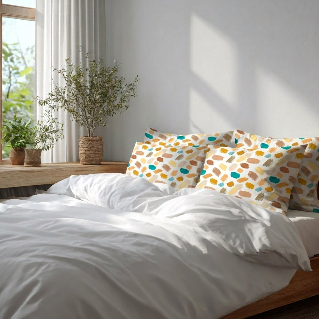 2 Taies d’Oreiller Motif Abstrait – Style Artistique Moderne 50x70 cm