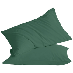 2 Taies d'oreiller Uni Vert Foncé Doux & Antiallergique 50x70cm