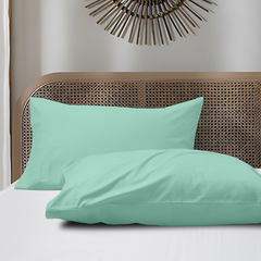 2 Taies d'oreiller Uni Vert  Pistache Doux & Antiallergique 45x70cm