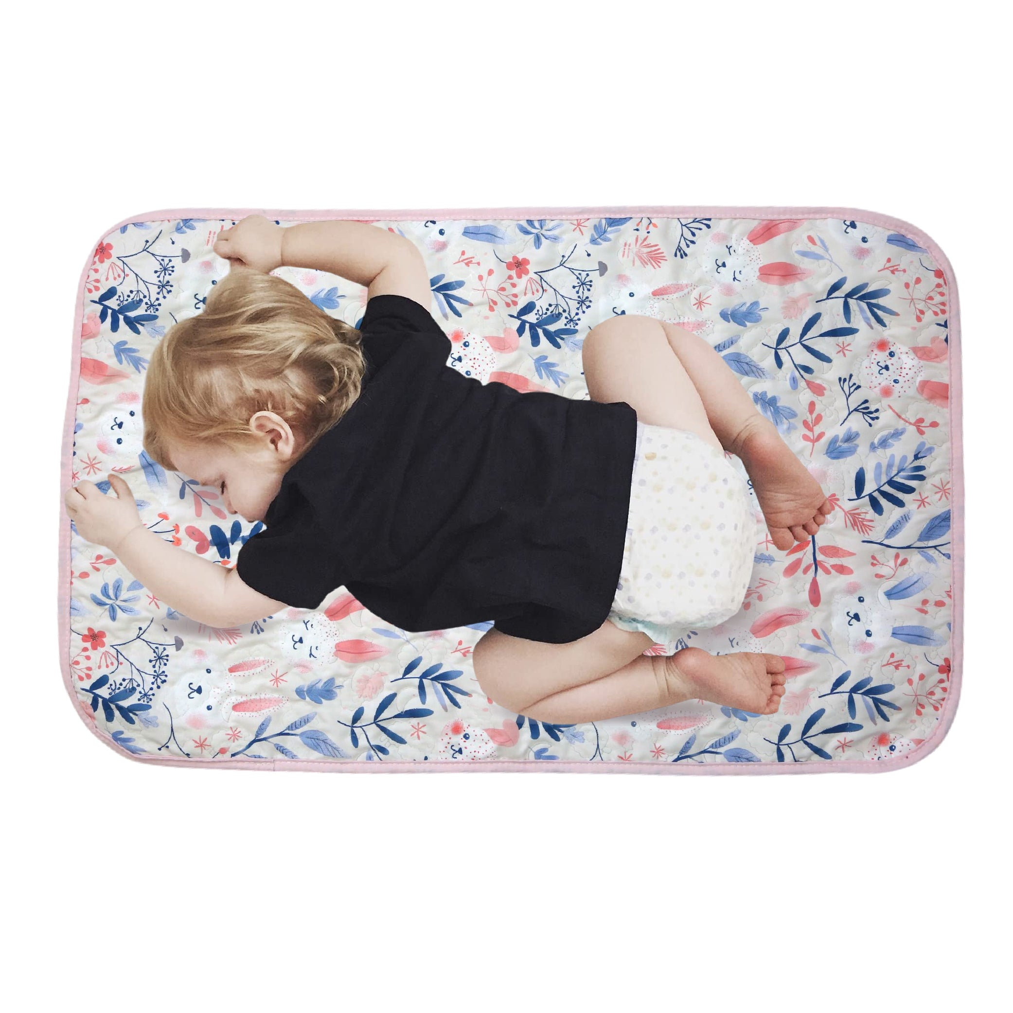 Tapis à Langer Bébé Imperméable Câlins Lapins 50x80 cm - Microfibre Douce