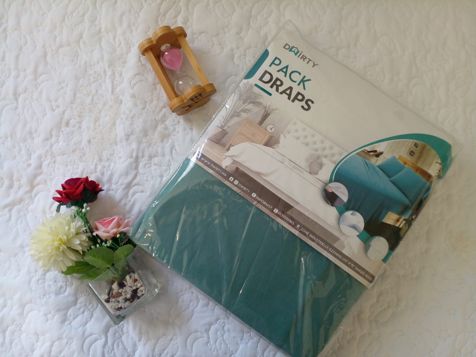 Pack Draps Uni Vert Foncé (Drap Housse + Drap Plat + Taie Oreiller)