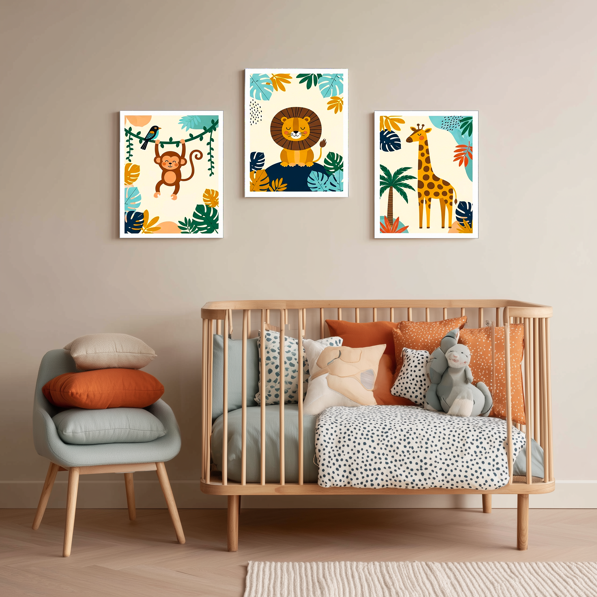 Pack 3 Tableaux Jungle "Build Your Dreams" – Animaux de la Savane