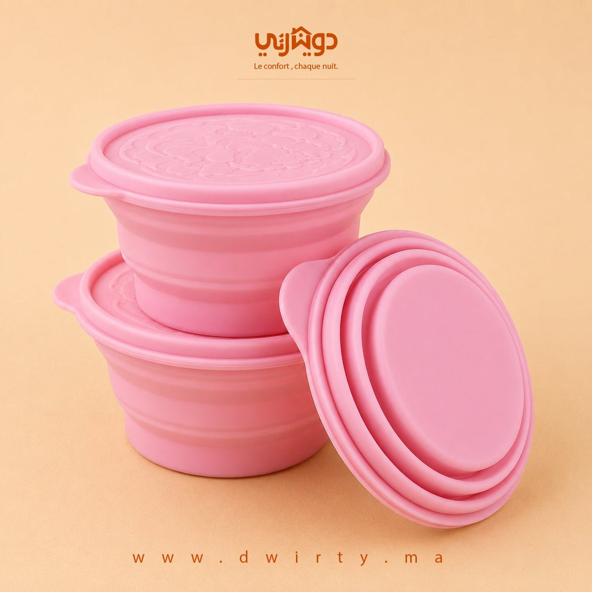Boîte de repas pliable en silicone : pratique, saine et écologique - Boite alimentaire Dwirty Maroc