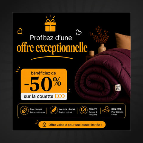 Couette ECO SoftSleep - Dormez mieux, naturellement - Couette Uni Dwirty Maroc