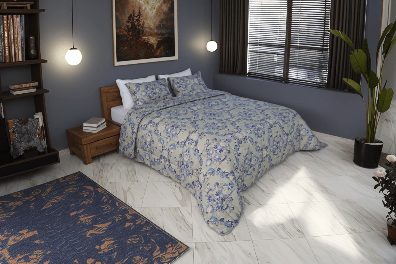 Couette imprimée Malabata Micro - gel VENUS + Taie d'oreiller Offerte // Chaude C°+++ & Antiallérgique - Couette imprimé Dwirty Maroc