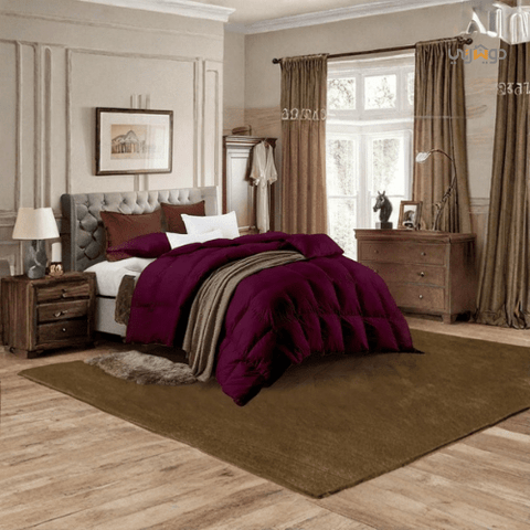 Couette Unie Aubergine Microgel MALABATA Antiallergique + Taies d'oreiller Offerts // Chaude C°+++ & Antiallérgique - Couette Uni Dwirty Maroc