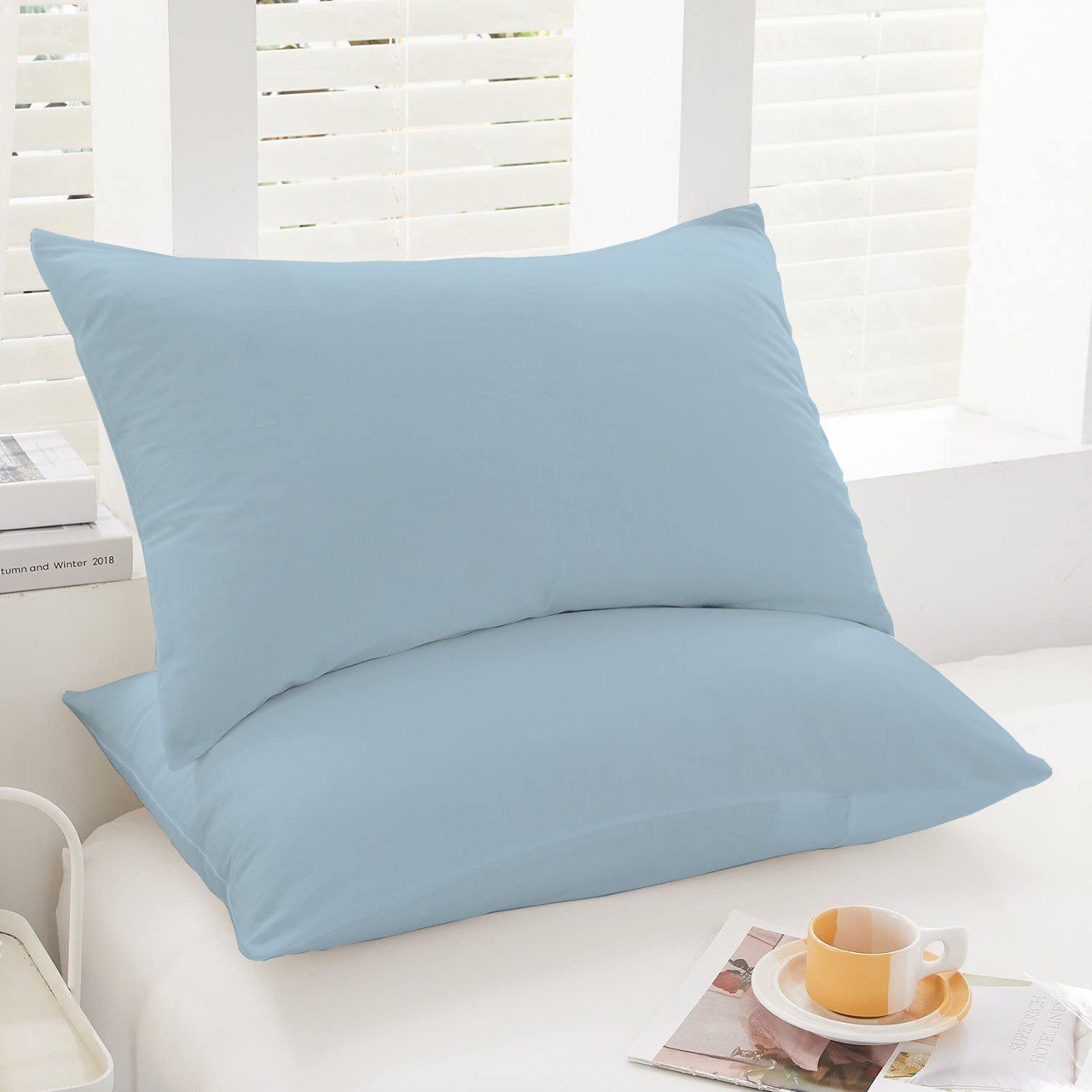 Couette Unie Bleu Glacier Microgel MALABATA + Taies d'oreiller Offerte // Chaude C°+++ & Antiallérgique - Couette Uni Dwirty Maroc