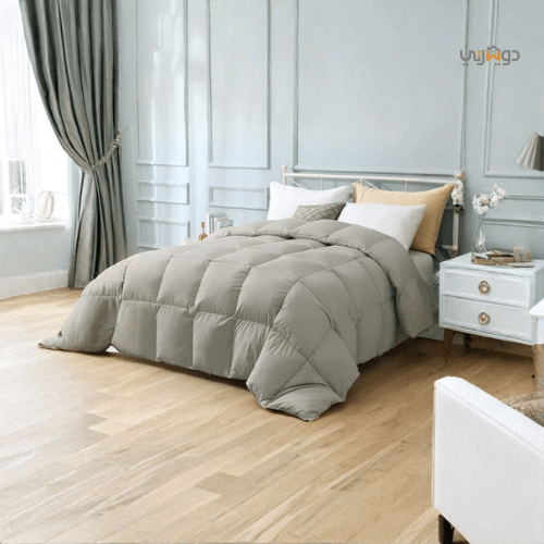 Couette Unie Gris Moyen Microgel MALABATA Antiallergique + Taies d'oreiller Offerts // chaude C°+++ & antiallergique - Couette Uni Dwirty Maroc