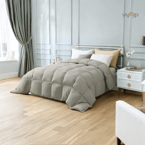 Couette Unie Gris Moyen Microgel MALABATA Antiallergique + Taies d'oreiller Offerts // chaude C°+++ & antiallergique - Couette Uni Dwirty Maroc